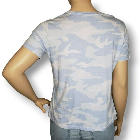 Athleta Organic Daily Camo Crew Tee Shirt Womens 1X Stream Blue Print - Picture 5 of 9